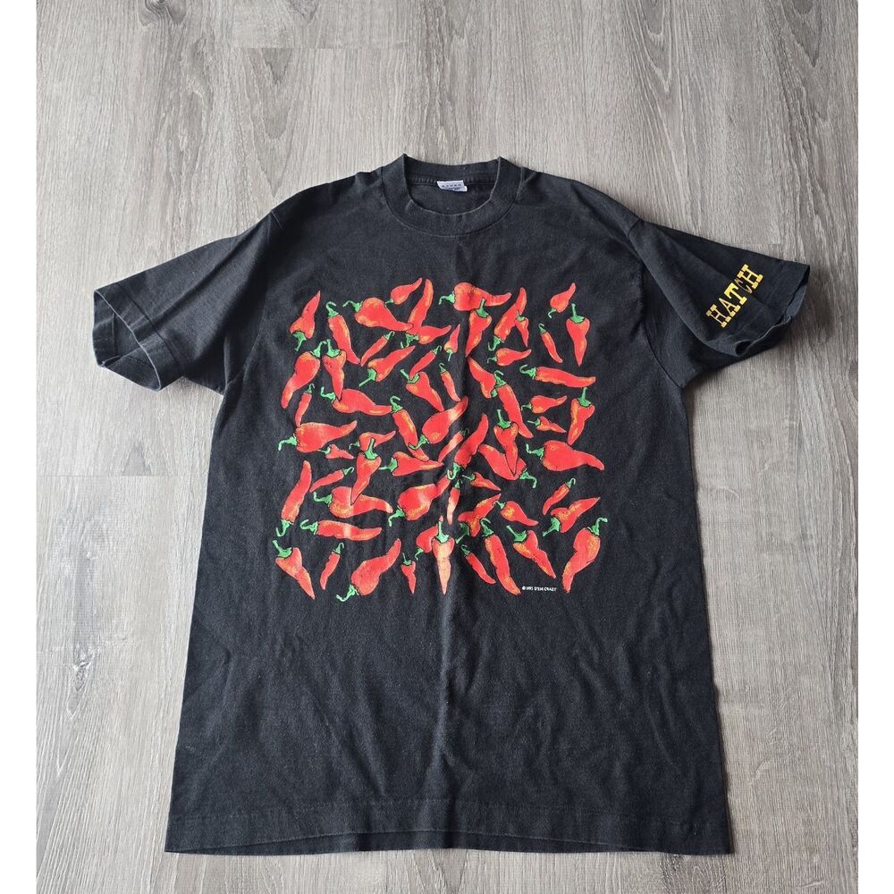 1993 D’EM CRAZY HATCH chili pepper Large  T-shirt made in USA Single Stitch VTG - Picture 3 of 11